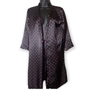 GEORGE Black Red Polka Dot Sleepwear Wrap Silky Robe